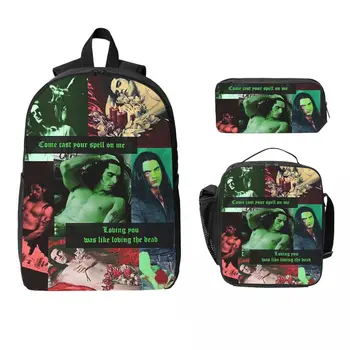 3Pcs Type O Negative Accessories Backpack Set for Kids Pen Bags Bookbag Sets with Lunch Box For School Students Knapsack 1