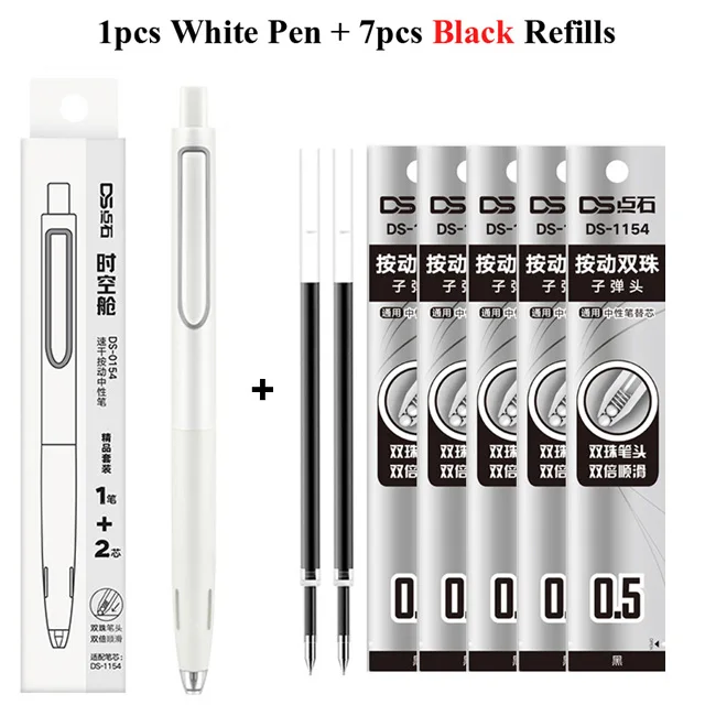 Set Di 8 Penne Gel Retrattili – Punta Fine 0.5mm, Inchiostro Nero Asciugatura Rapida, Design Elegante Opaco Con Impugnatura Morbida