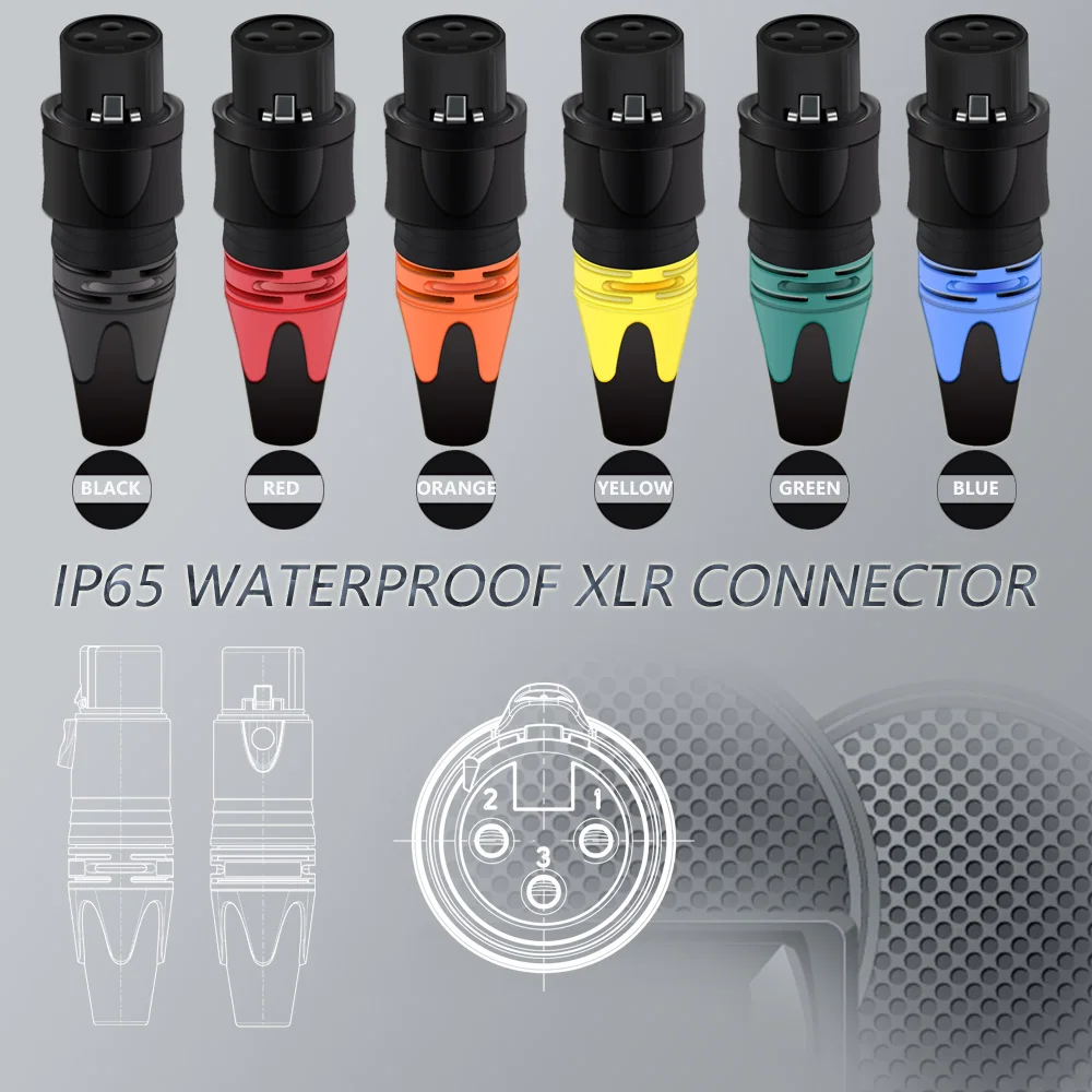 10pcs 5sets 3 pinos xlr impermeavel ip65 01