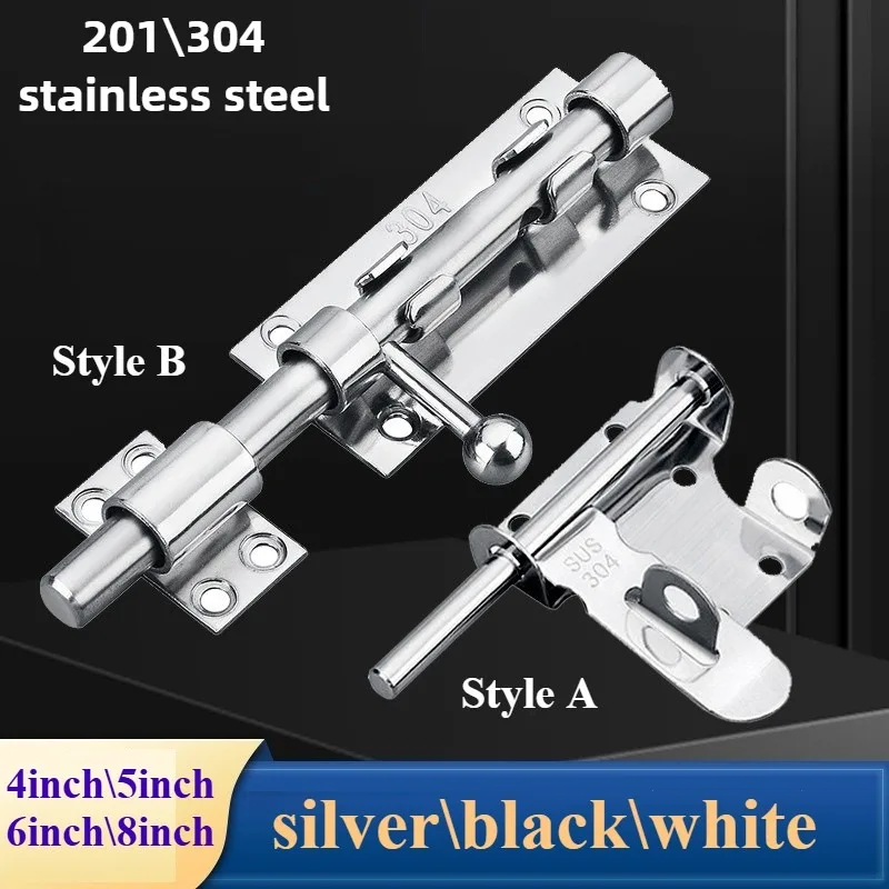 1PCS สแตนเลสสตีลประตู LATCH Solid เลื่อนสลักเกลียว LATCH บ้านฮาร์ดแวร์ประตูความปลอดภัยประตูห้องน้ําล็อค 1