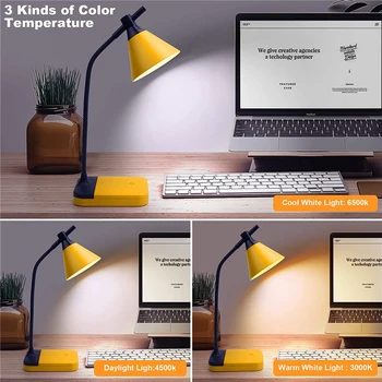 LED Desk Lamp Touch Control Desk Lamp 3 Color Modes with Dimmable 360 Flexible Rechargeable Desk