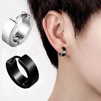 1 Pair Men Women Punk Stainless Steel Ear Circle Earring Simple Ear Buckle Gothic Fashion Jewelry Hot Selling Pop Jewelry
