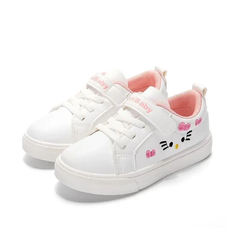 Girl's Sports Shoes Skateboarding Casual Kid Sneakers Lace-up Cat Pattern Summer