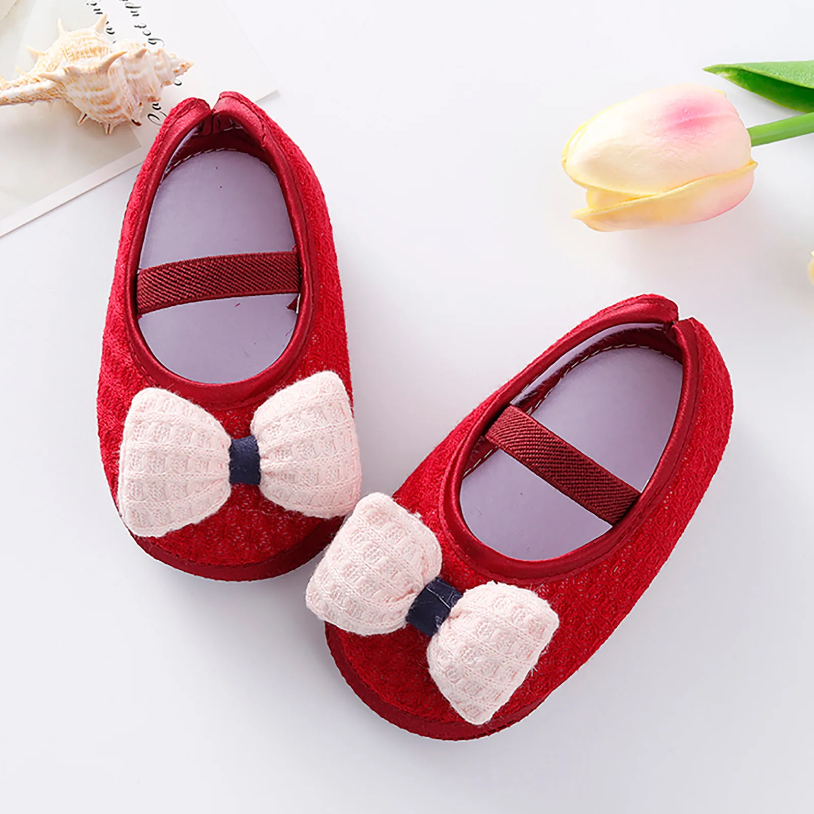 

0-15M Baby Infant Girls Flat Shoes Bow Knot Solid First Walker Soft Sole Shoes Newborn Infant Toddler Girls Princess Shoes