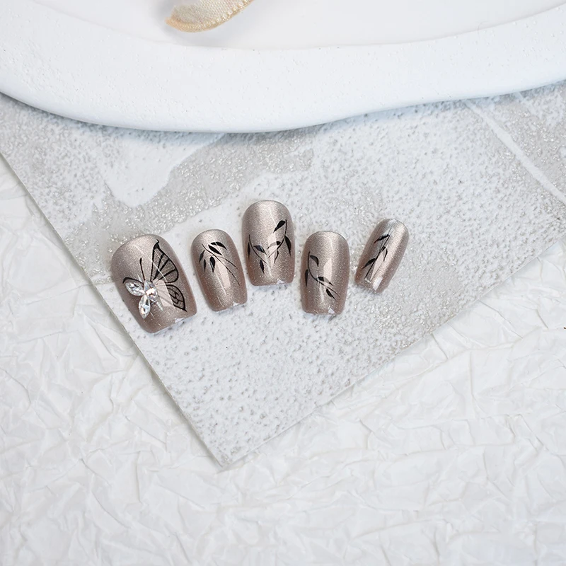 30개입 중국 스타일 나비 고양이 눈 프레스온 네일 웨어러블 가짜 손톱 XS/S/M 사이즈 네일 아트 팁