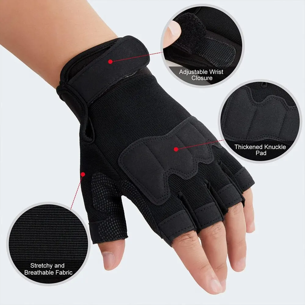 Fingerless Tactical Gloves Knuckle Protective Breathable Outdoor Camping Gloves for Shooting Hunting Motorcycling Climbing 5