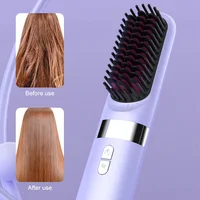 Wireless Hair Straightener Hot Comb Ceramic Heating Professional Electric Brush smoot hairstyle Iron Negative Ion Hair Care Comb 1