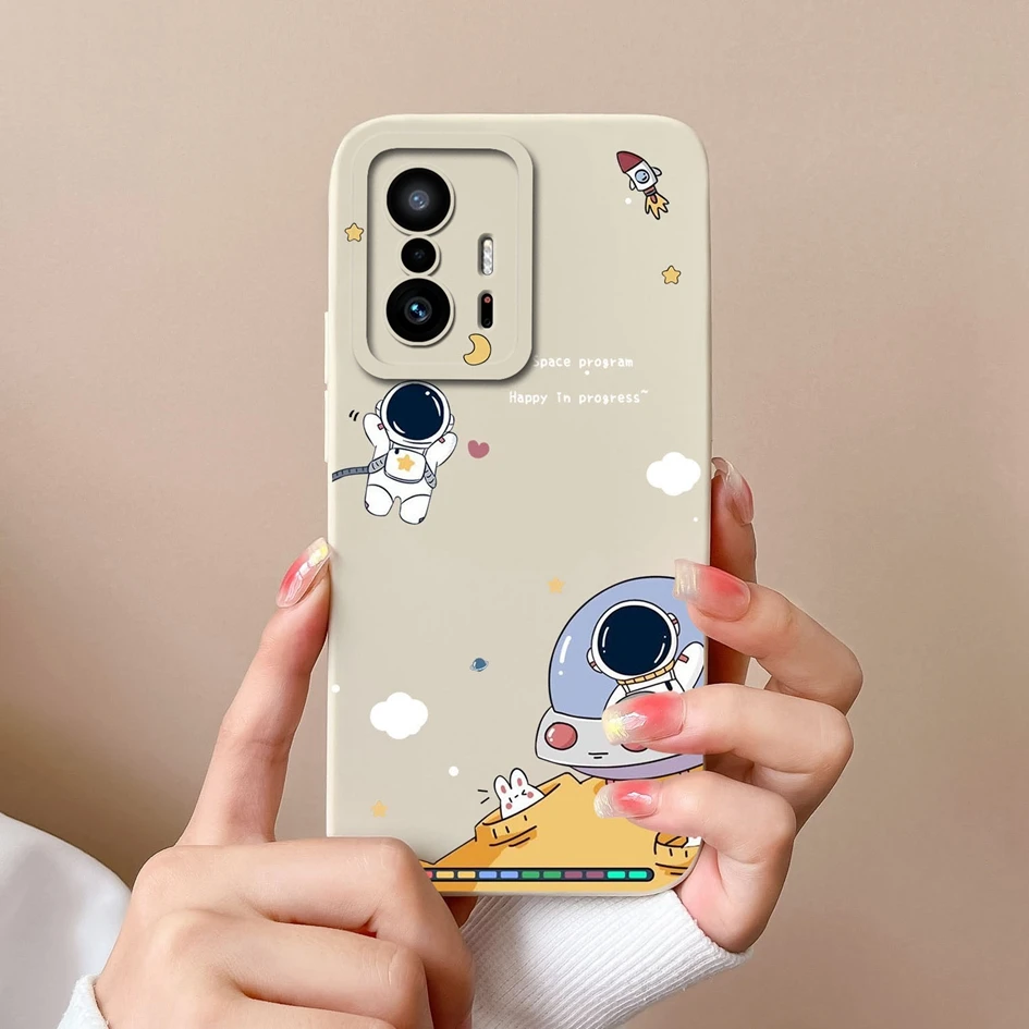 Fashion Design Matte Liquid Silicone Case with Screen Protector for Xiaomi 11T Pro - Sweet Girls Collection