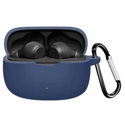 Silicone Protective Case with Carabiner for Wireless Bluetooth Earbuds (Navy Blue) (Dark Blue)