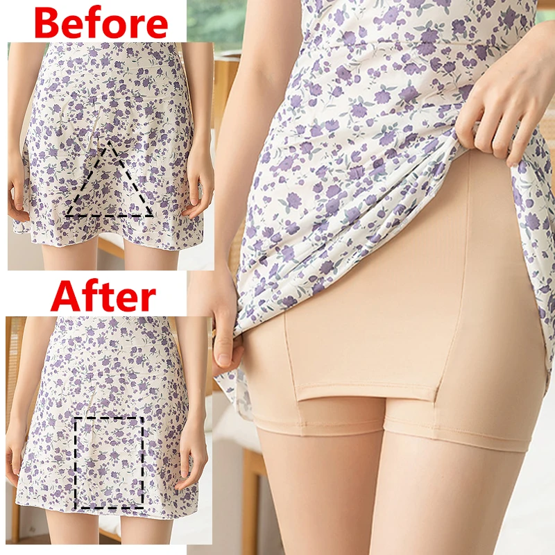 

Women's Summer Shorts Ice Silk High Waist Safety Pants Boxer Women Thin Sliming Fit Double Layer Seamless Skirt Shorts Hot Sale