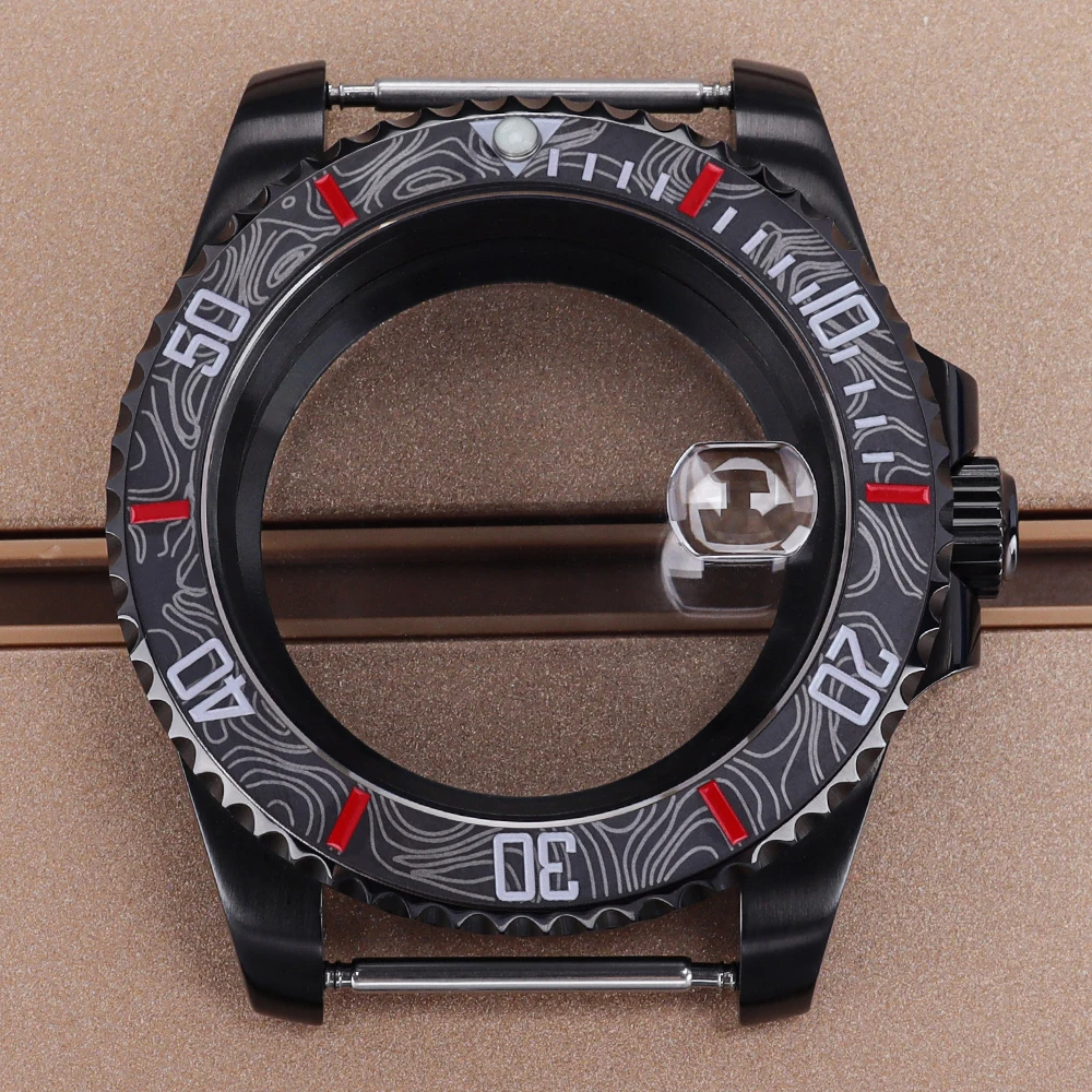 PVD Schwarz NH35 40 mm Herrenuhrengehäuse Saphir für SUB Seiko NH35 NH36 NH38 NH34 Miyota 8215 ETA 2824 Uhrwerk Yacht-Master 20ATM – Detail 2