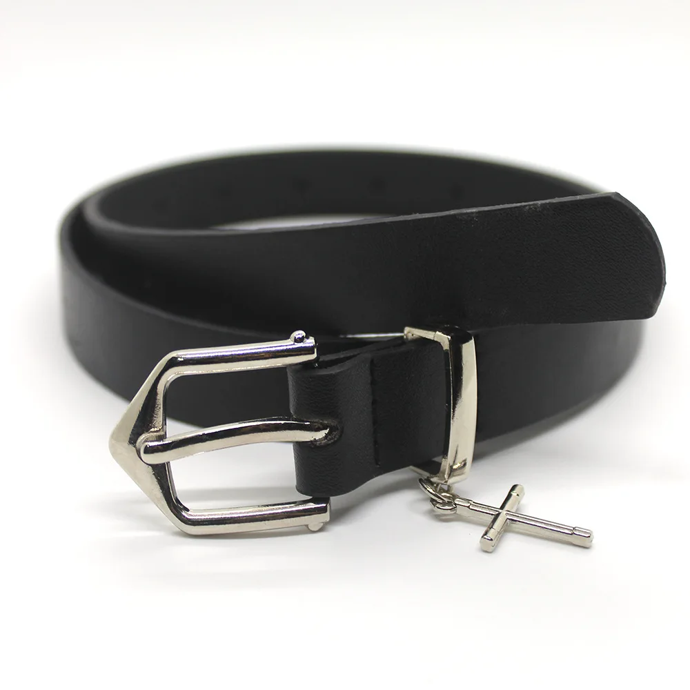小物 cross design leather belt y2k Y2k Women Street Casual Cross Pendant Belt Retro Metal Pin