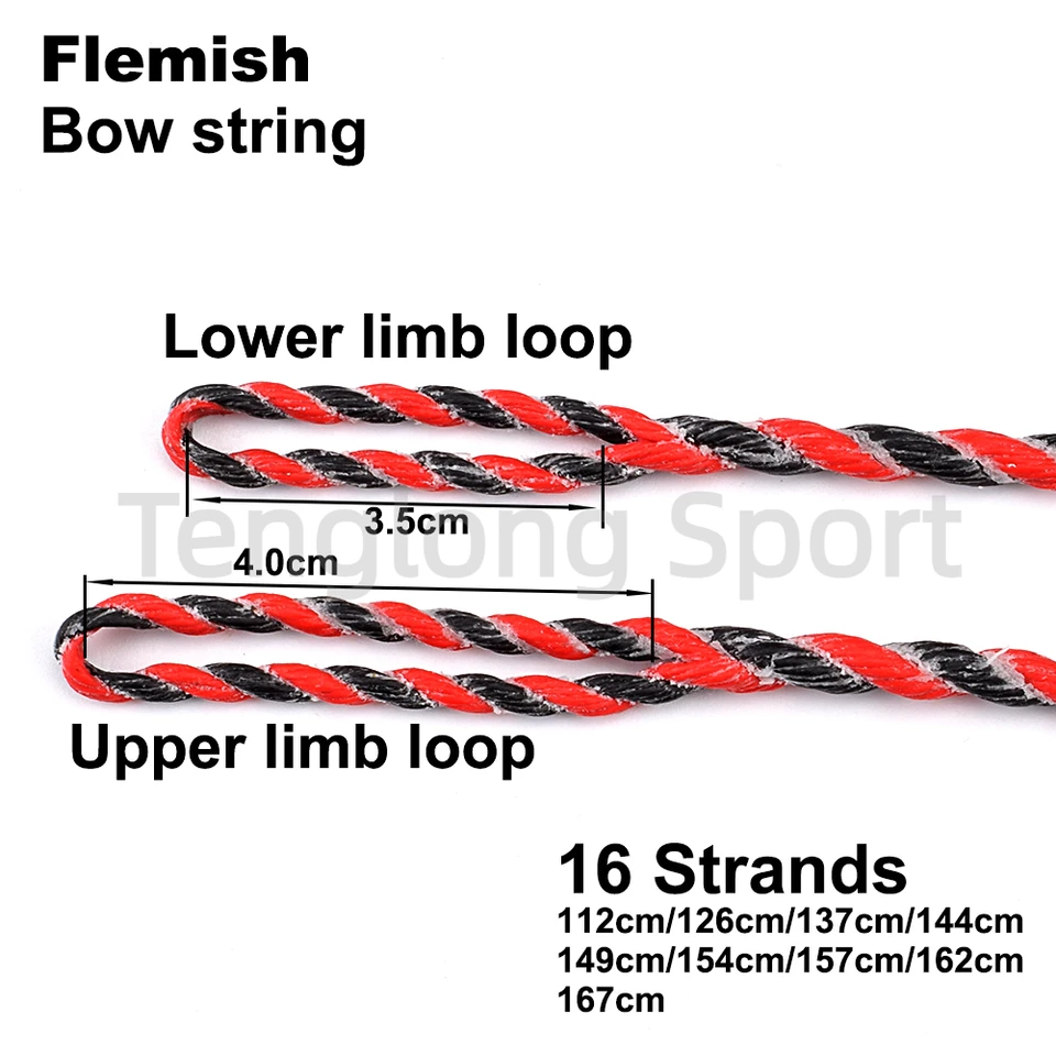 HNZMDY Corde d'arc flamand de rechange à 16 brins de longueur réelle de 101,6 à 170,2 cm avec 2 encoches de ficelle et 1 cire pour arc traditionnel et recourbé (noir orange