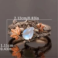 Bague Vintage en pierre de lune feuille d'érable, 1 pièce, parfaite pour un usage quotidien et les fêtes 5