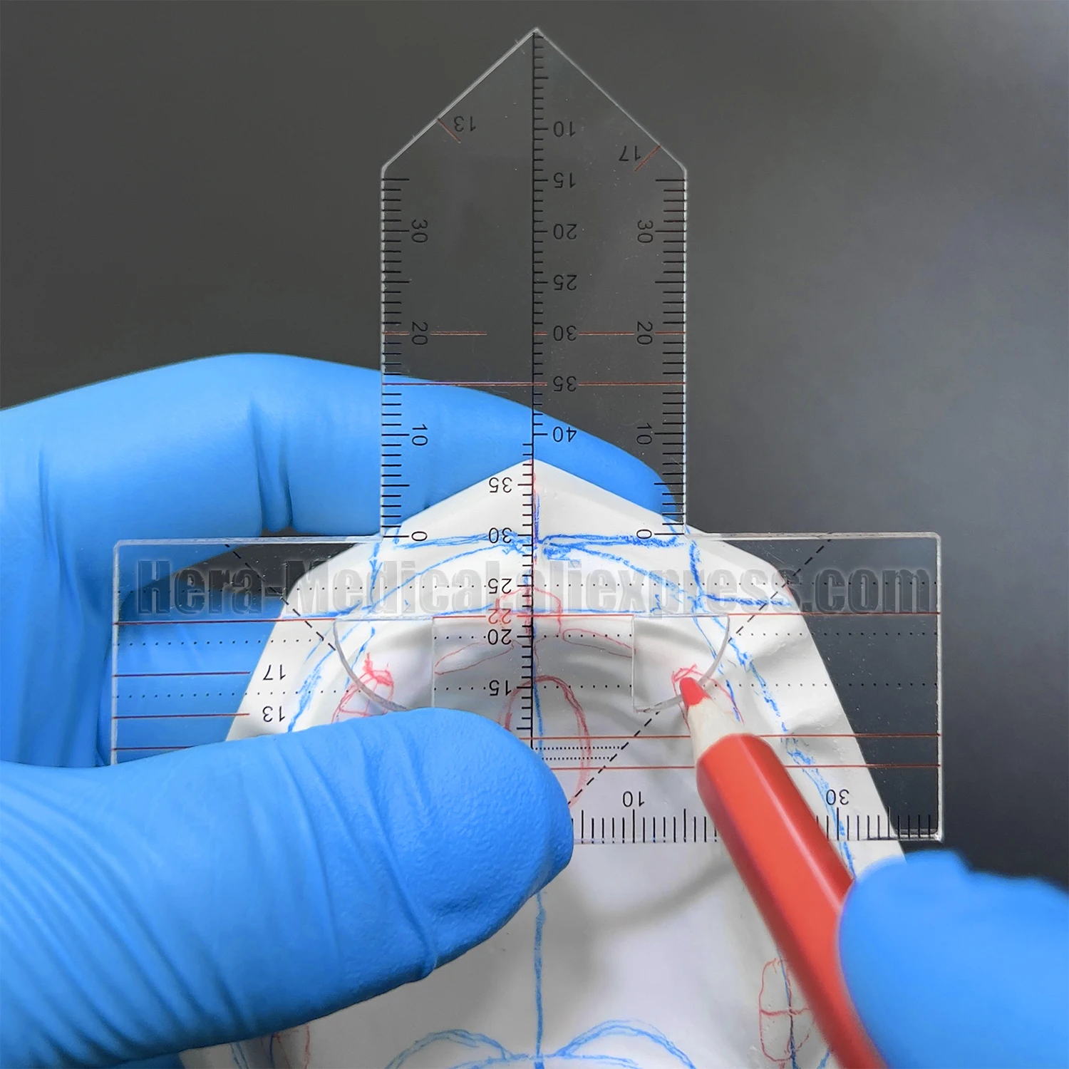 Multifunctional Dental Denture Ruler T-Shape Drawing & Alignment Orthodontic Symmetry Examination Tool for Prosthetics