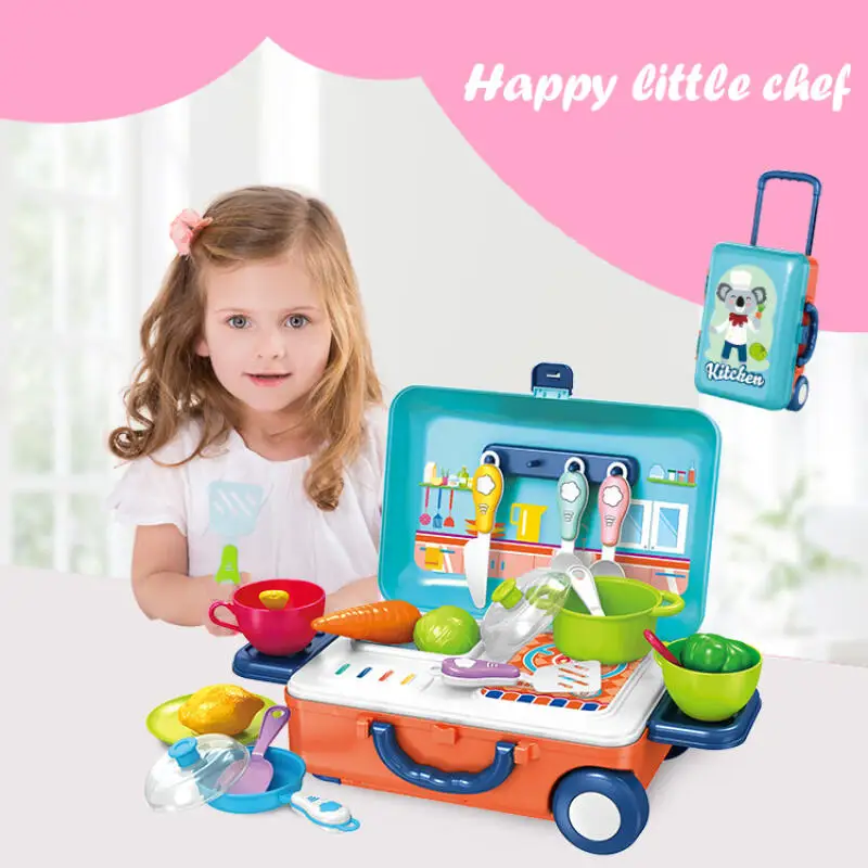 Children's Deluxe Play House: Portable Kitchen & Beauty Tools Trolley Set