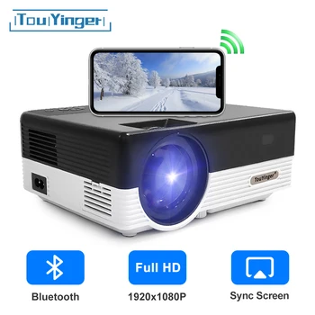 Touyinger-Q7 1080P LED 비디오 프로젝터, 풀 HD 5500 루멘 LCD 홈 시네마 비머 스마트 폰 슬라이드 오버 헤드 프로젝터