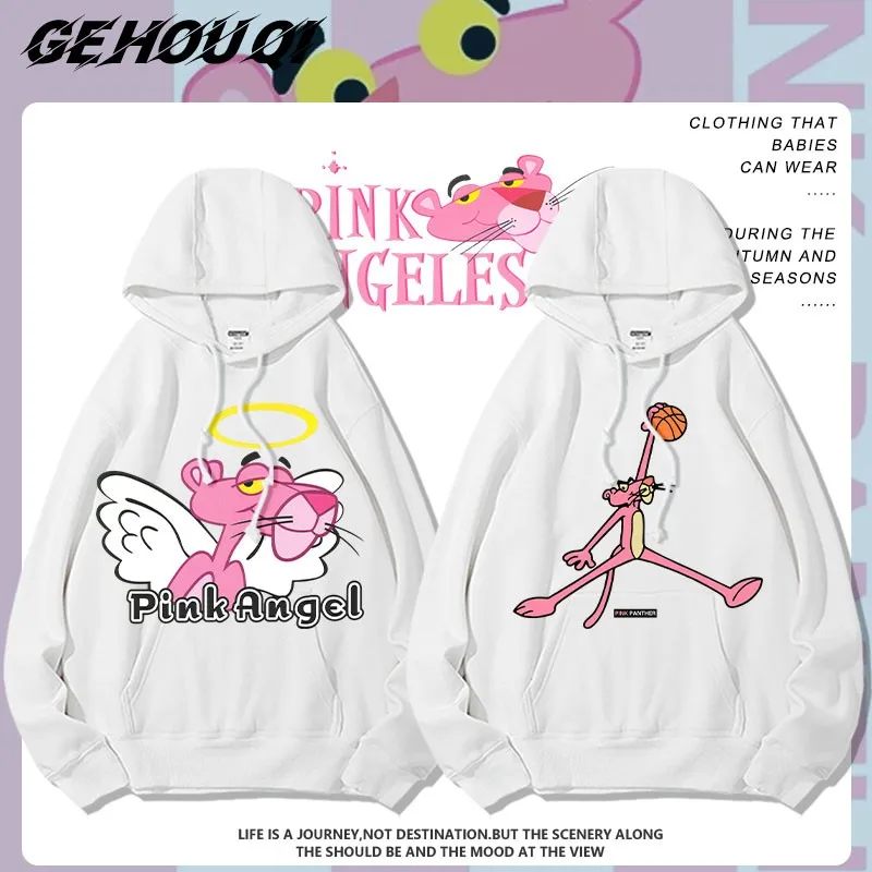 

Pink Panther Co-coat Female American Ins Trend High Street Animation Surrounding Hooded Hoodie Autumn Loose Clothes