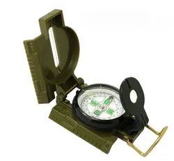 Precision Folding Compass - Brass & Aluminum with Waterproof Azimuth Scale (Green)