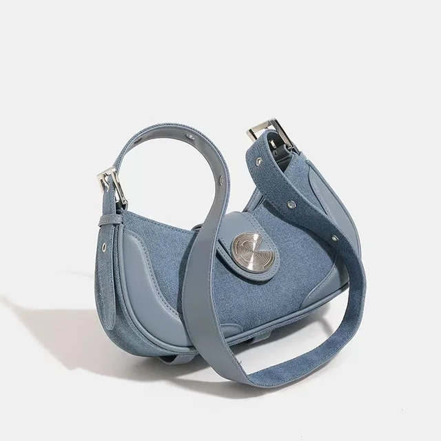 Introducing the ins niche design new high-end crescent bag denim armpit bag trendy personality shoulder handbag Luxury bag sss recommended mall