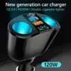 Car Cigarette Lighter 12V-24V Socket Splitter Blue Atmosphere Light PD QC3.0 2 USB Charger C Ports For Mobile Phone DVR Chargers 4