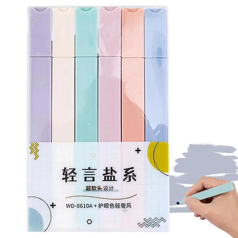 

Highlighter Pen Set 6 Pieces Chisel Tip Marker Pen With Pastel Colors Aesthetic Mild Highlighters School Supplies For Adults