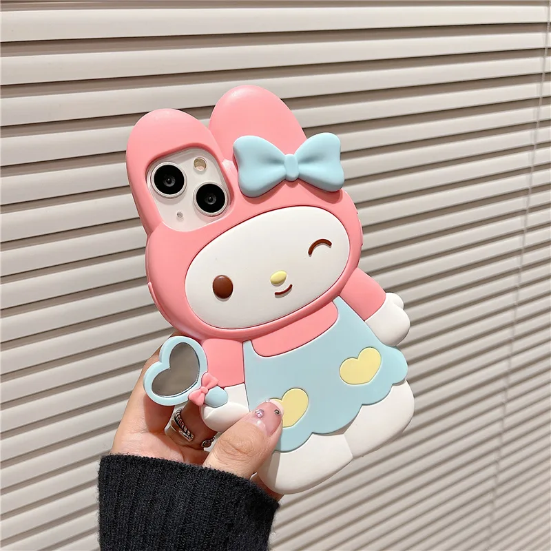 thumbnail image 1 of Sanrio-funda de teléfono estereoscópica 3D Hello Kitty, carcasa trasera de silicona suave para IPhone 15, 14, 13, 12, 11 Pro Max, XR, XS, Melody Kuromi, Y2K, 1 of 5