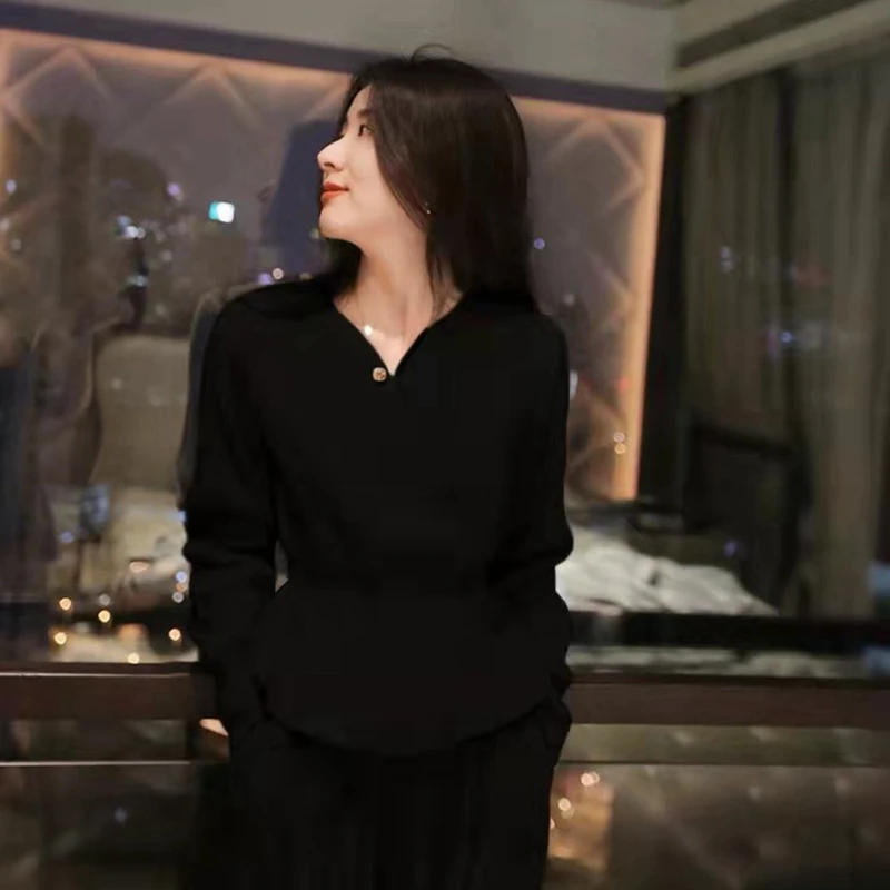 Joimifu는 당신에게 좋아 보인다 슬림 핏 로터스 리프 펜듈럼 올 캐시미어 니트 가디건, 다크 플래킷