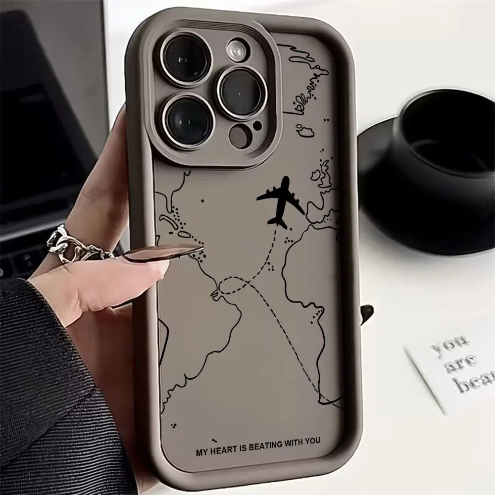 Travel-Inspired Airplane Route Phone Case - Soft Silicone TPU Back Cover