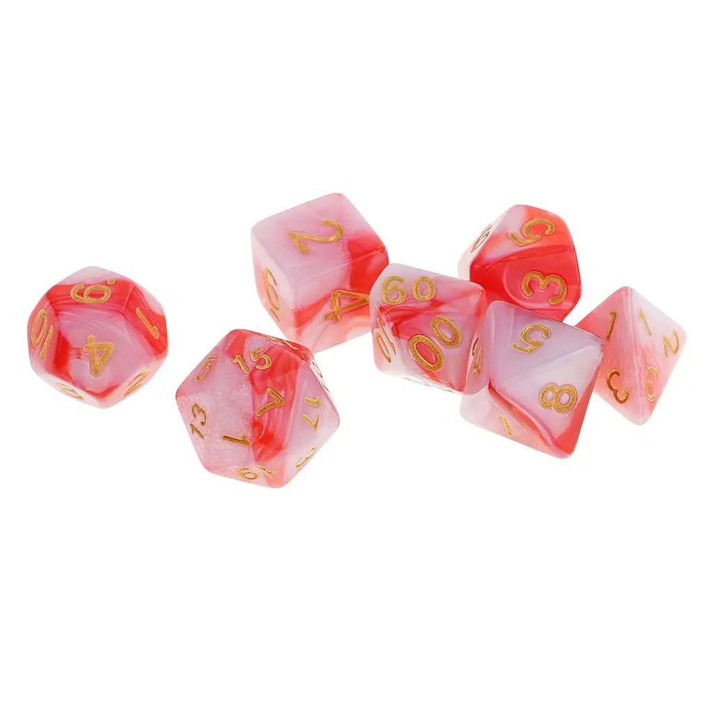 

Multi-side Dices Double-Colors 16mm D20 D12 D10 D8 D6 D4 Set of 7 16mm Dice