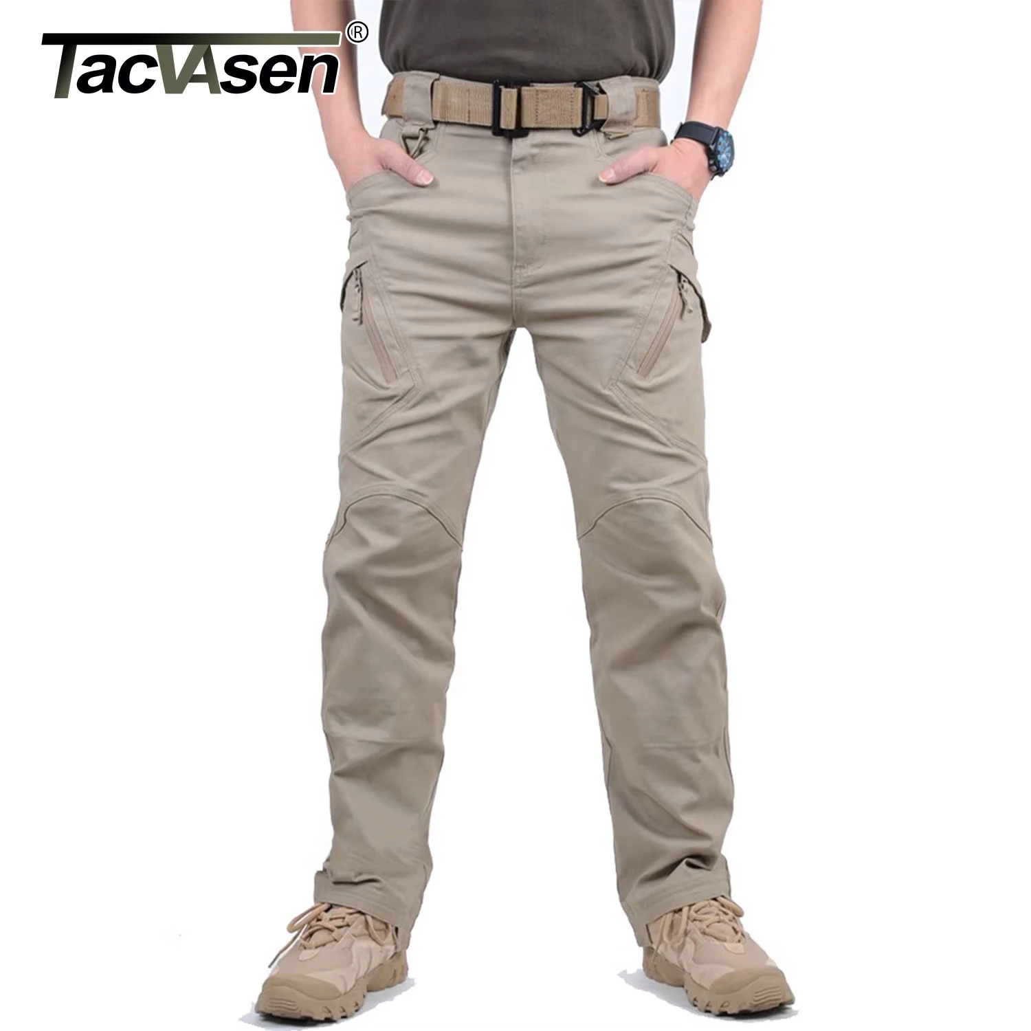 Cotton Work Pants TACVASEN IX9 City Cargo Pants Mens Multi Pockets Cotton Stretch Casual Trousers Outdoor Training Hiking Male