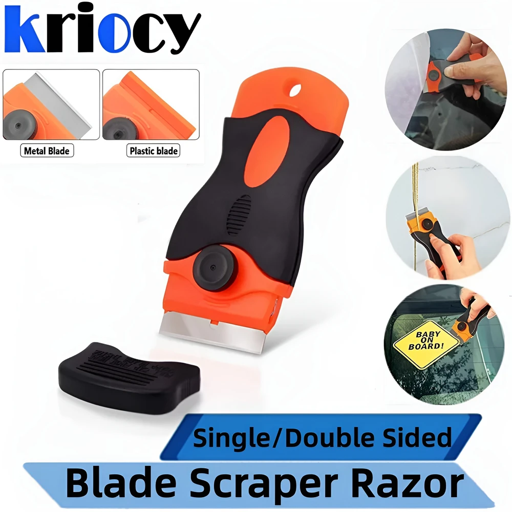 Razor Blade Scraper Double Edge Remover Tool Auto Window Glass Ceramic Tint Vinyl Glue Paint Adhesive Decal Scraper DIY Squeegee