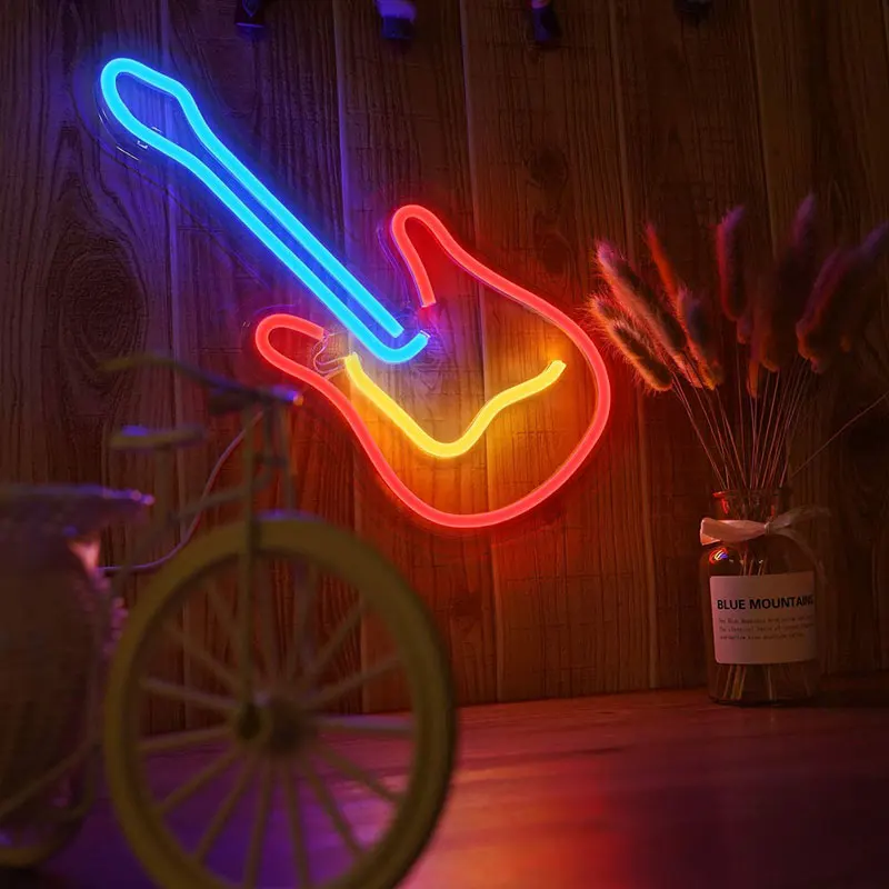 

Guitar LED Neon Light USB Powered Neon Sign Bar Living Room Bedroom Decor Neon Lamp Holiday Wedding Christmas Decor Night Light