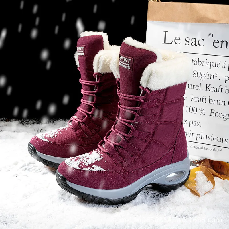 Fashion Women Snow Boots Mid-tube Warm Cotton Shoes Outdoor Leisure  Size 36-42