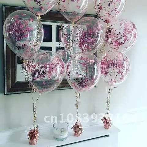 

12inch Romantic Adult Wedding Decoration Baby Shower Birthday Party Decor Clear Air Balloons Star Confetti Latex Balloon