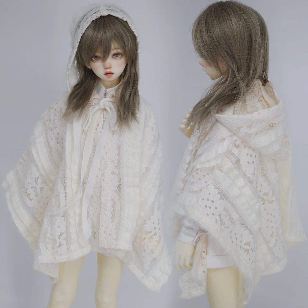 

D08-P017 children handmade toy 1/3 1/4 ID75 uncle SSDF doll BJD/SD doll's clothes white lace hooded cardigan 1pcs