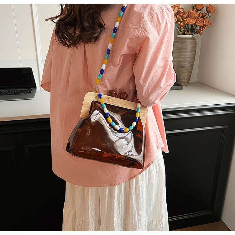 Beading Jelly Shoulder Bags Transparent PVC Crossbody Bags for Women Fashion Versatile Unique Design Internet Celebrity