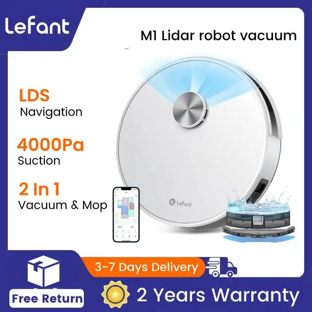 Aspirapolvere robot LEFANT M1 con mappatura multipiano, batteria 4000Pa, 4000 mAh, navigazione LDS, APP/Alexa, elettrodomestico intelligente 1
