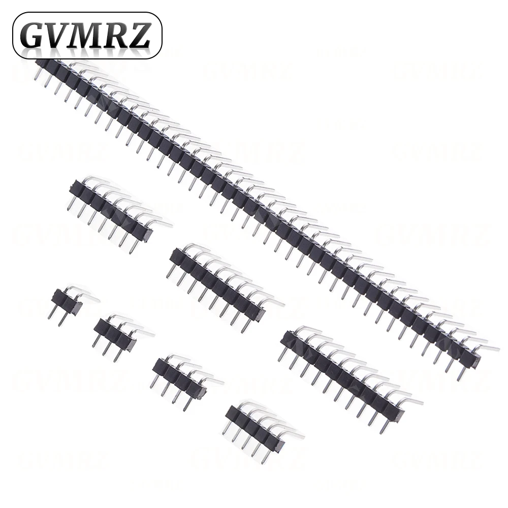 10PCS 1X/2/3/4/5/6/8/10/40 PIN Einreihige Rechtwinklig MÄNNLICHE PIN HEADER 2,54 MM PITCH Streifen Stecker Buchse 3p/4p/6p/8p/20p/40p – Detail 3