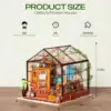 Robotime Mini Green House Cathy's Flower House DIY Dollhouse Wooden Miniature Furniture Kit with LED Best Birthday Gifts 4