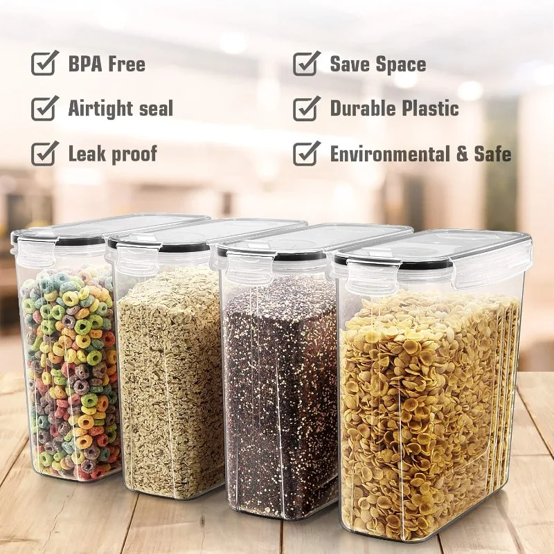 Cereal & Dry Food Storage Containers Airtight Set of 8 [2.5L / 85.4oz] for Sugar Flour