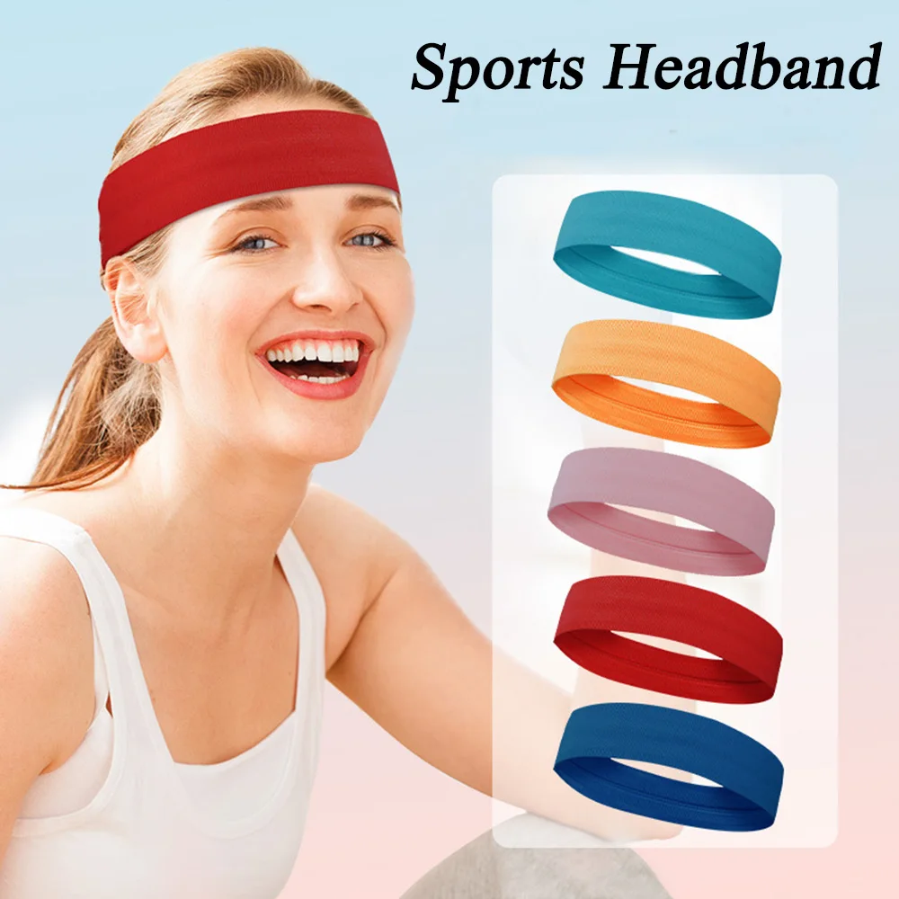 NonSlip Elastic Sport Headbands For Men Women Solid Color Sweat Guide