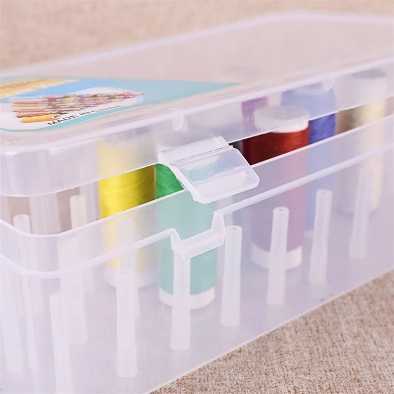 Sewing Storage Box Sewing Thread Storage Box 42 Pieces Spools Bobbin Carrying Case Container Holder Craft Spool Organizing Case