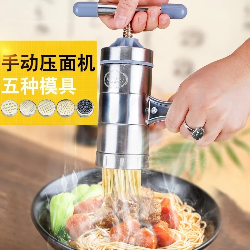 5 Mould Manual Noodle Maker Press Pasta Machine Spaghetti Noodle Making Machine Stainless Steel Fruit Cutter Juicer Kitchen Tool