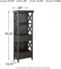 Tyler Creek Farmhouse 75" Display Cabinet or Bookcase with Drawers, Almost Black 4