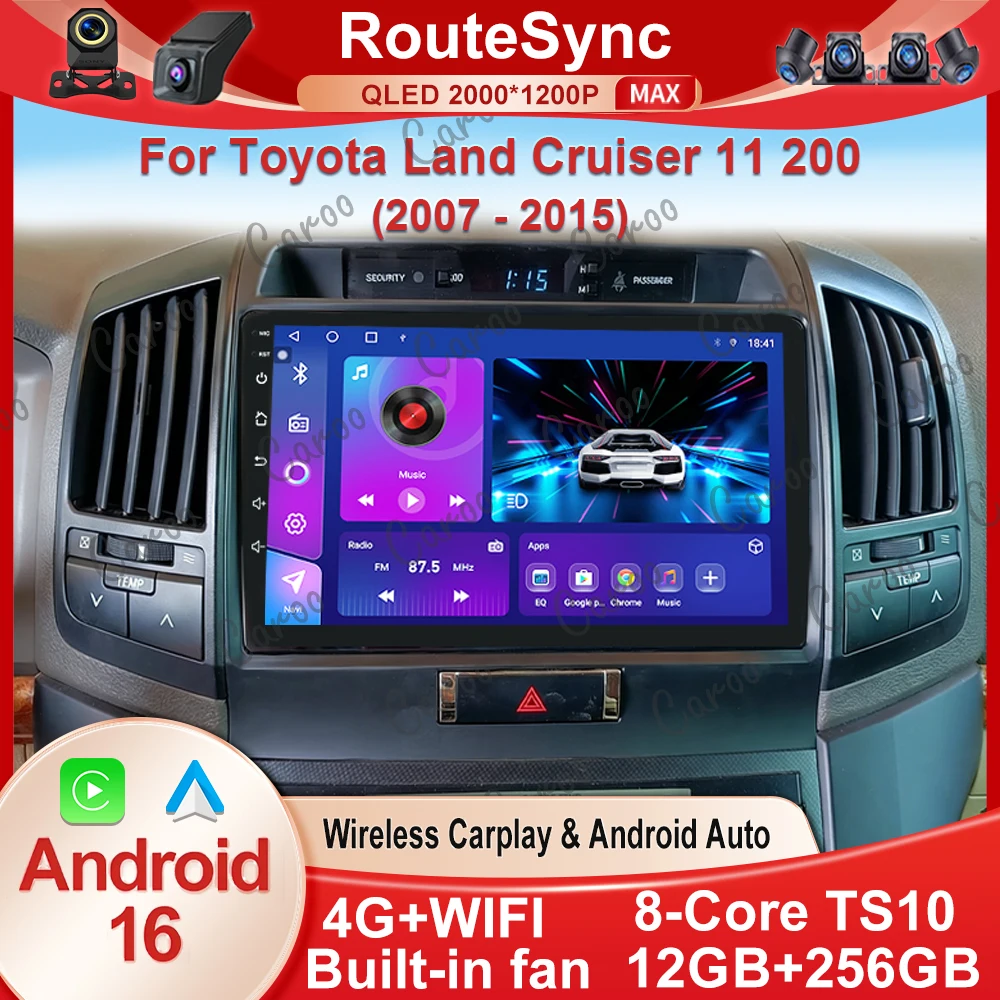 Radio Multimedia para Auto con Android 16 y Carplay para Toyota Land Cruiser 11 200 2007 2008 2009 2010 2011-2015, Reproductor Estéreo con GPS y DSP 1