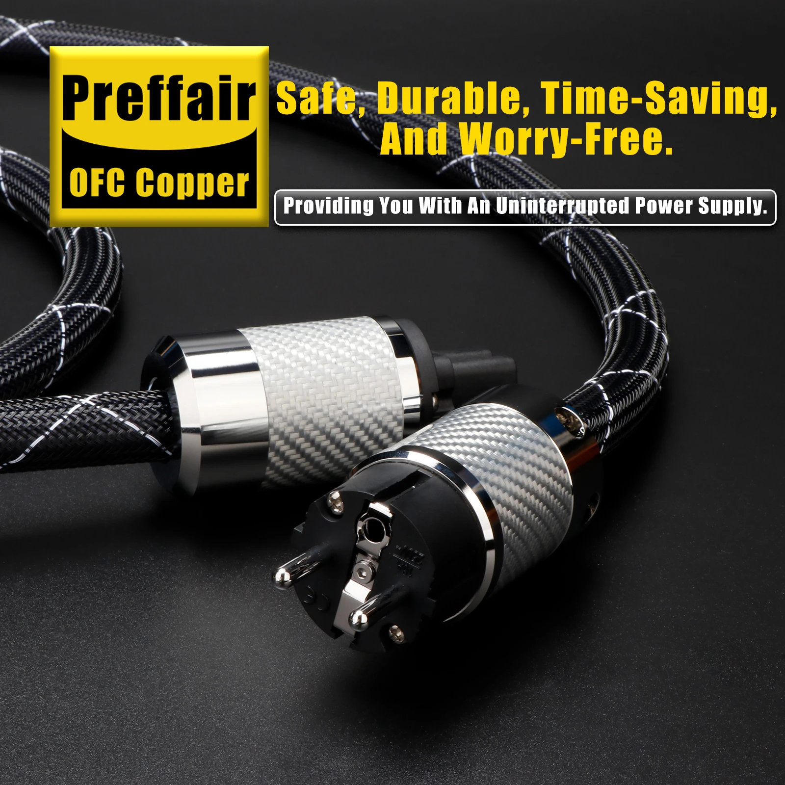하이파이 전원 케이블 OCC 은도금 FI-E50 FI-50 (R) 플러그 카본 파이버 로듐 도금 EU/US C15 플러그 오디오 전원 코드