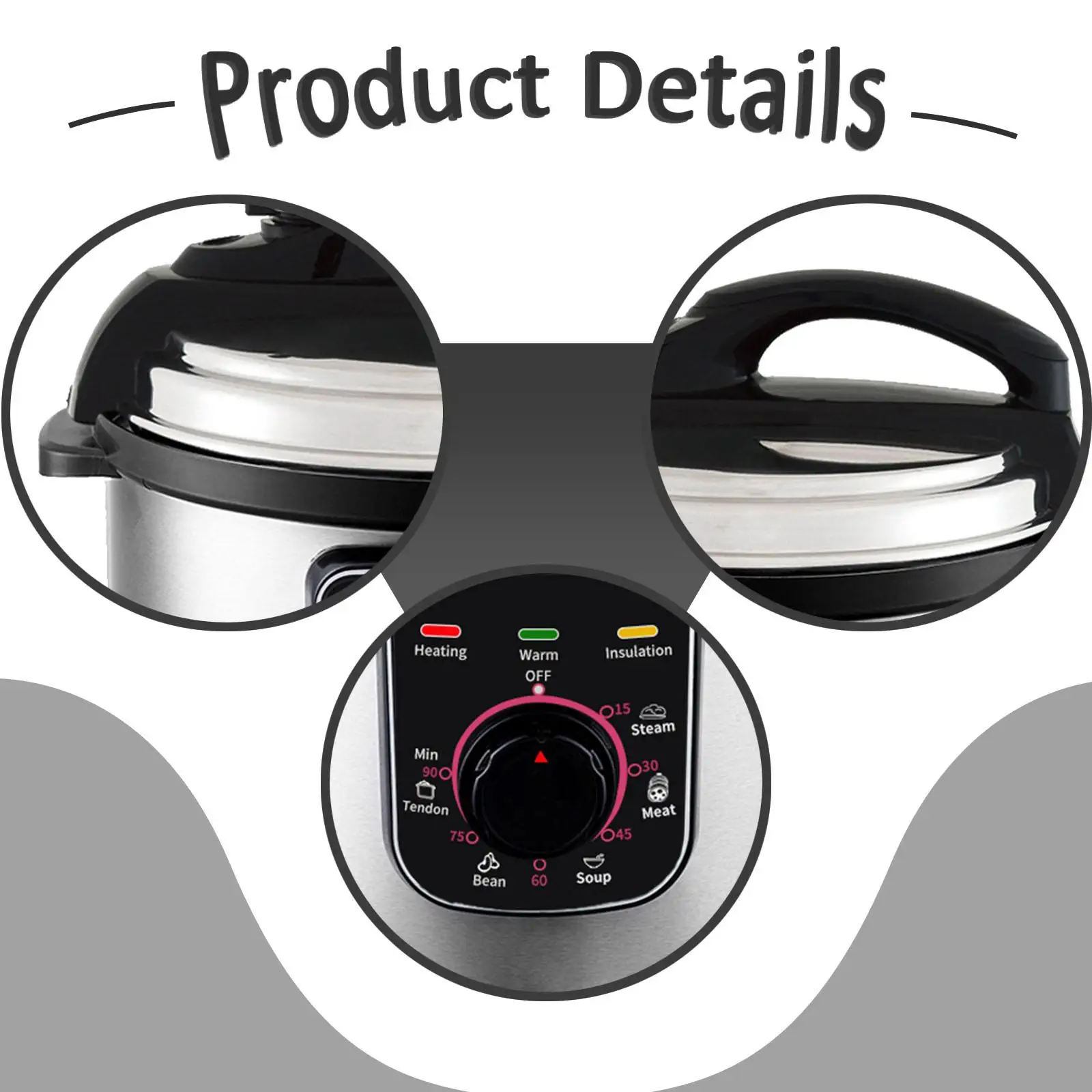 Kitchen Pressure Cooker Instant Cooking Pot Multipurpose 6L Quickly Cooking Portable Cookware for Commercial Outdoor Family