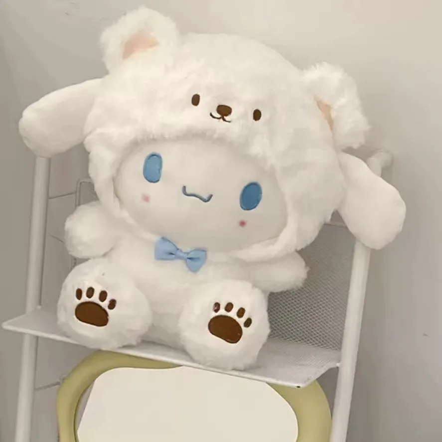 Sanrio 25Cm Kuromi Cinnamoroll Cross Dressing Plush Doll Hello Kitty Kawaii My Melody Anime Cartoon Plushie Toy Christmas Gifts 3