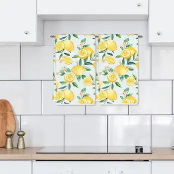 2 pezzi asciugamani estivi al limone accessori da cucina morbido assorbente asciugatura a mano asciugamano per forniture per la pulizia strofinaccio 1
